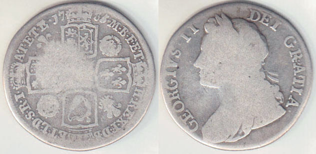 1735 Great Britain silver Shilling A003022